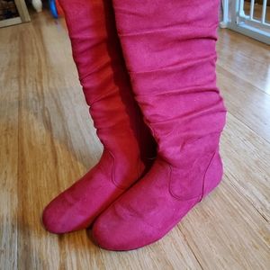 Red mid calf boots  size 8